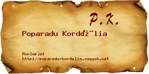 Poparadu Kordélia névjegykártya